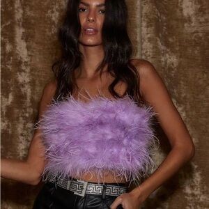 12th Tribe Purple Feathered Crop Top